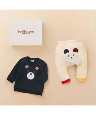 HOT BISCUITS MIKIHOUSE (Baby & Kids)/ホットビスケッツ ミキハウス トレーナー & パンツセット BOX付き 74ー9944ー146 クロ ベビーギフトセット【三越伊勢丹/公式】