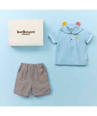 セーラー襟Tシャツ＆オーバーオールセット BOX付き 74ー9973