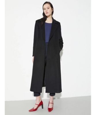 マテリア ブルーフォックス アンゴラ×羊毛 ロングコート ベルト付き 38 M ロングラン ピュア ウール ベルテッド ロング コート