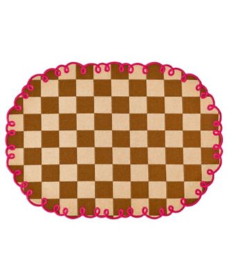 ＜BITOSSI HOME＞★刺繍エッジチェック　プレイスマット　ブラウン