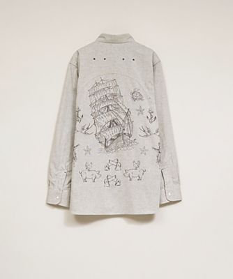 ナイジェルケーボン リネン メディカルシャツ 長袖 薄手 白 46 vpp8 メディカルシャツ ー タトゥープリント ／ MEDICAL SHIRT