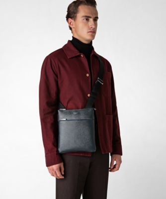 EVOLUZIONEレザー製 フラットメッセンジャーバッグ