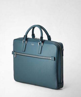 Double gusset briefcase evoluzione leather navy blue