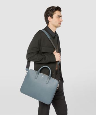 Double gusset briefcase evoluzione leather navy blue – Serapian Boutique  Online