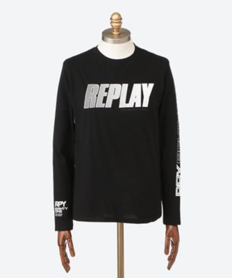 ＜REPLAY (Men)＞チェスト＆アームロゴ　ＬＳ　Ｔシャツ　Ｍ３４９２．０００．２６６０