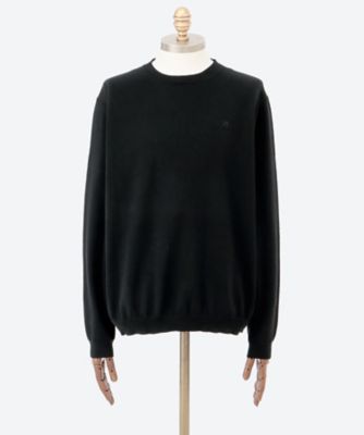 【ブラック】スクリプトロゴ クルーネック ニット プルオーバー (MENS) phenix（プラスフェニックス） HYBRID KNITTED LONG SLEEVE PULL OVER