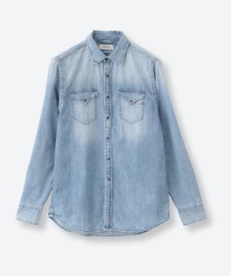 ＜REPLAY (Men)＞６．５ＯＺ　ディープブルーウエスタンデニムシャツｓ　Ｍ４８６０Ｔ．０００．２６Ｃ　１２Ｂ