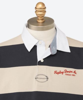 ストライプヘビーコットン LONG POLO Tシャツ M3468
