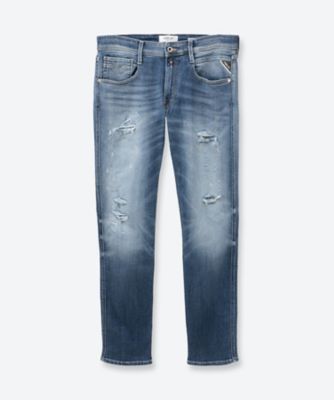 262 AGED ANBASS ストレッチダメージライトブルーデニム