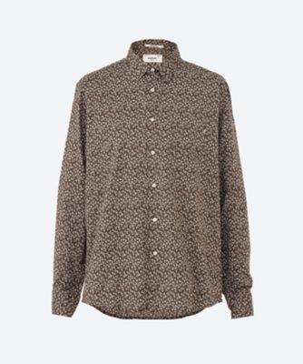 ＜REPLAY (Men)＞ブラウンフラワープリントストレッチシャツ　Ｍ４０４９Ａ．０００．７４９５９