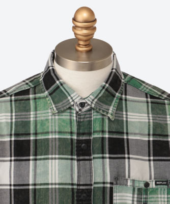 コットンツイルグリーンチェックシャツ Ｍ４０６６Ａ．０００