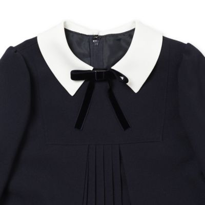 リボン付きフロントプリーツワンピース