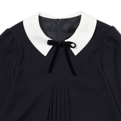 リボン付きフロントプリーツワンピース