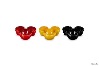 【ル・クルーゼおまとめ】ミッキーマウス／ミニ・ディッシュ　（３個入り）チェリーレッド／シャイニーブラック／ネクター
