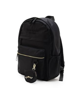 ケイトスペード　キッズ　リュック　リボン付き　黒 キャットポーチ付きロゴリュック 8653413 | KATE SPADE