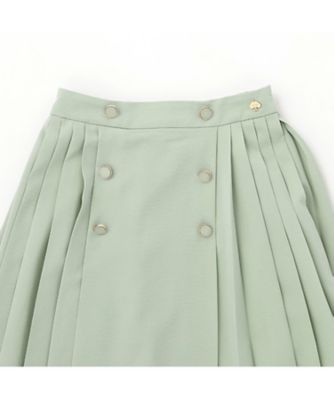 kate spade プリーツスカート ワンピース ホワイト/ネイビー/グリーン ダブルボタンプリーツスカート 8751124 | KATE SPADE NEW
