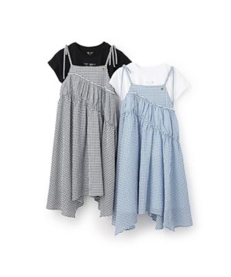 ギンガムキャミワンピース＆Ｔシャツセット　８７５３３０２