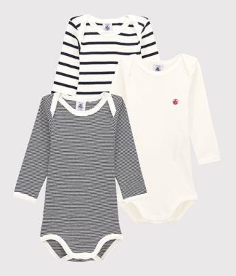 PETIT BATEAU (Baby&Kids)/プチバトー 長袖ボディ３枚組　Ａ０１ＴＢ００