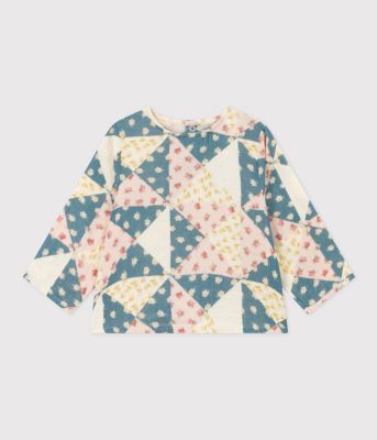 ＜PETIT BATEAU (Baby&Kids)＞パッチワーク柄　ダブルガーゼブラウス