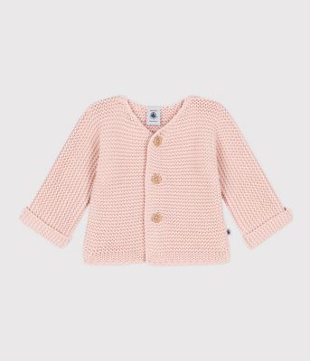 ＜三越伊勢丹/公式＞ PETIT BATEAU(Baby & Kids)/プチバトー ガーター編み ニットカーディガン ピンク ベビー用トップス【三越伊勢丹/公式】