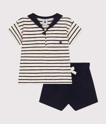 ＜PETIT BATEAU (Baby&Kids)＞セーラートップス＆ショートパンツセット