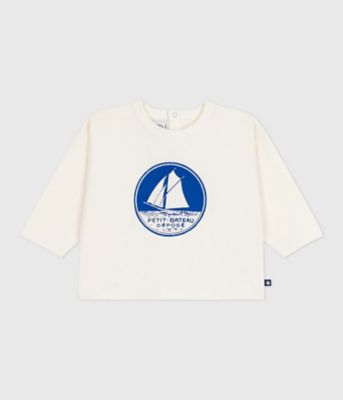 PETIT BATEAU (Baby & Kids)/プチバトー 長袖Tシャツ A0EDV15070 オフホワイト/ロイヤルブルー ベビー用トップス【三越伊勢丹/公式】