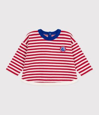PETIT BATEAU (Baby & Kids)/プチバトー 長袖Tシャツ A0EH401070 レッド/オフホワイト ベビー用トップス【三越伊勢丹/公式】