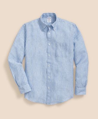 Brooks Brothers/ブルックス ブラザーズ リネン　ストライプ　スポーツシャツ　Ｒｅｇｕｌａｒ　Ｆｉｔ　１００２１７８８８