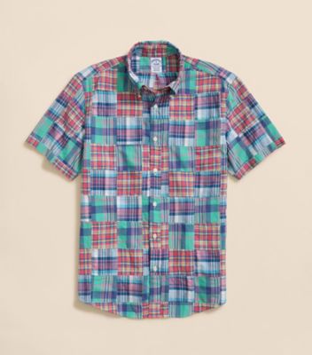 Brooks Brothers/ブルックス ブラザーズ コットン　マドラスパッチワーク　ショートスリーブ　スポーツシャツ　Ｒｅｇｕｌａｒ　Ｆｉｔ　１００２１７９０６