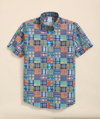 Brooks Brothers/ブルックス ブラザーズ コットンポプリン マドラスパッチワークプリント ショートスリーブスポーツシャツ Regular Fit 100217920