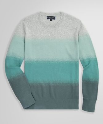 Supima cotton gradient stripe crew neck sweater 100218845