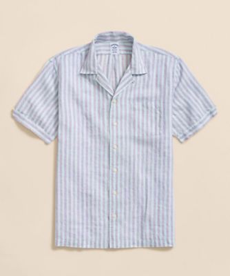 Brooks Brothers/ブルックス ブラザーズ アイリッシュリネン　ストライプ　キャンプシャツ　Ｒｅｇｕｌａｒ　Ｆｉｔ　１００２２０１３６