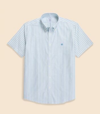 Brooks Brothers/ブルックス ブラザーズ ストレッチオックスフォード GFロゴ オルタネイトストライプ ショートスリーブ スポーツシャツ RegularFit 100223927