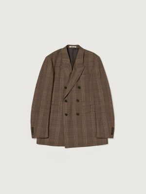 ＜AURALEE (Women)＞ＢＬＵＥＦＡＣＥＤ　ＷＯＯＬ　ＣＨＥＣＫ　ＤＯＵＢＬＥ－ＢＲＥＡＳＴＥＤ　ＪＡＣＫＥＴ