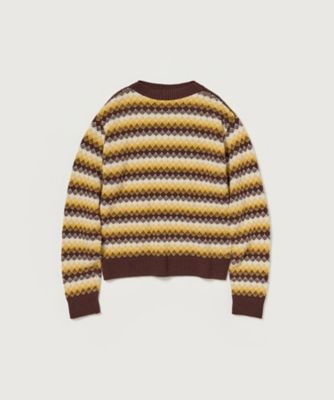 AURALEE (Men)/オーラリー ニット CASHMERE JACQUARD KNIT P/O A25AP02EC BURGUNDY YELLOW トップス【三越伊勢丹/公式】