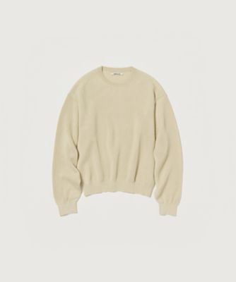 オーラリー FLAT YARN RIB KNIT コットン リブ編み ニット JKPT STORE / FLAT YARN RIB KNIT P/O IVORY A25SP01SY