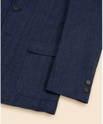 ウール／コットン／リネン　ヘリンボーン　段返り３釦サックジャケット　Ｔｒａｄｉｔｉｏｎａｌ　Ｍａｄｅ　ｉｎ　ＵＳＡ　３３００００７４６