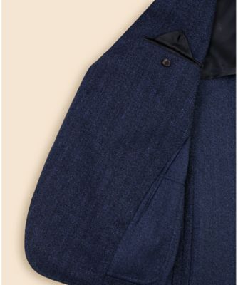 ウール／コットン／リネン　ヘリンボーン　段返り３釦サックジャケット　Ｔｒａｄｉｔｉｏｎａｌ　Ｍａｄｅ　ｉｎ　ＵＳＡ　３３００００７４６