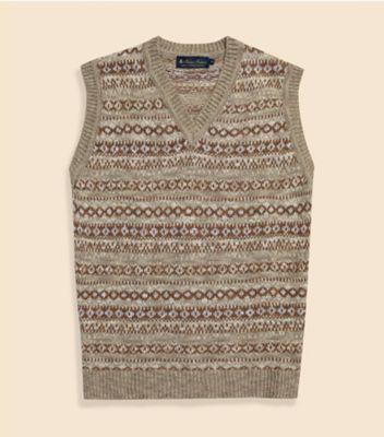 Brooks Brothers/ブルックス ブラザーズ コットン／リネン　フェアアイル　Ｖネックベスト　Ｍａｄｅ　ｉｎ　Ｕ．Ｋ　３３００００７８８