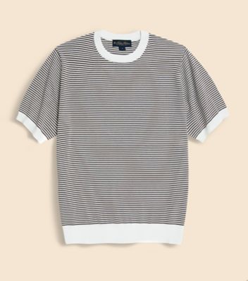 Brooks Brothers/ブルックス ブラザーズ コットン／シルク　ストライプ　クルーネック　ショートスリーブセーター　３３００００７９０