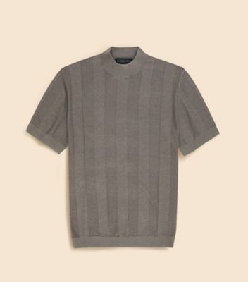 Brooks Brothers/ブルックス ブラザーズ リネン　ストライプ　モックネック　ショートスリーブセーター　３３００００７９５