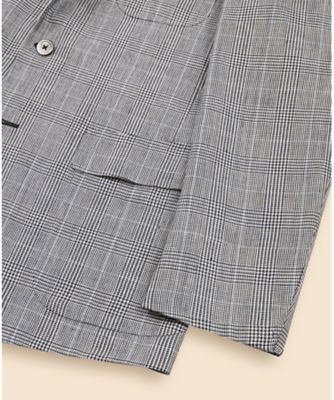 ＪＡＰＡＮ　ＴＲＡＤ．　ウール／リネン　グレンプラッド　段返り３釦フックベントジャケット　Ｔｒａｄｉｔｉｏｎａｌ