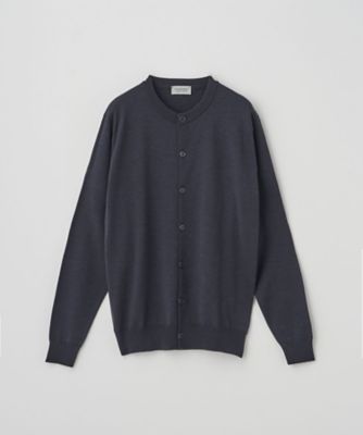 JOHN SMEDLEY ウール クルーネック 24Gニットカーディガン 黒 M クルーネック長袖ニットカーディガン 24G MODERN FIT