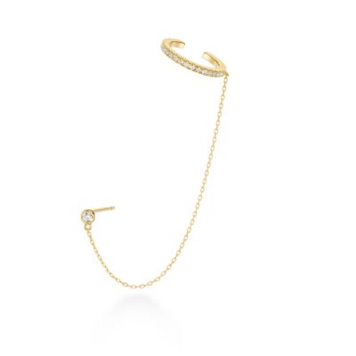 ＜AHKAH(Women)＞ヌーディーチェーンイヤーカフ（ダイヤモンド）ピアス　※シングル　ＡＫ１８３８０１０４００