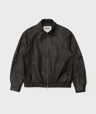 UNTITLED ノーカラーレザージャケット ブラック 黒 羊革 S レザー