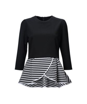 ＜BORDERS at BALCONY (Women)＞ＰＥＰＬＵＭ　ＴＥＥ　３／４　ＢＤ１１１１ー２Ｃー２０