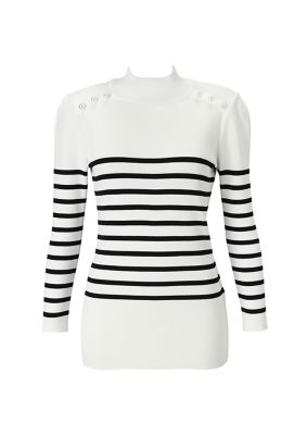 ＜BORDERS at BALCONY (Women)＞定番ＢＯＲＤＥＲ　ＰＥＡＲＬ　ＴＯＰ