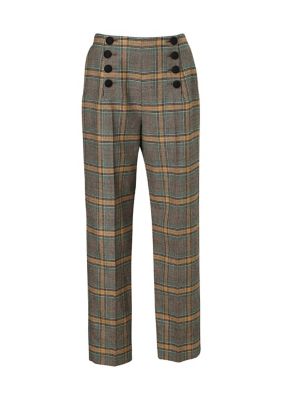 Willow & Root Plaid Trouser Pant - Women's Pants in Taupe Black