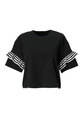 23年製♡ボーダーズアットバルコニー♡HALFSLEEVE FRILL TEE HALFSLEEVE FRILL TEE | BORDERS at BALCONY