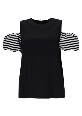 ＜BORDERS at BALCONY (Women)＞ＯＰＥＮ　ＳＨＯＵＬＤＥＲ　ＴＥＥ　ＢＤ２４２１－２Ｃ－０２